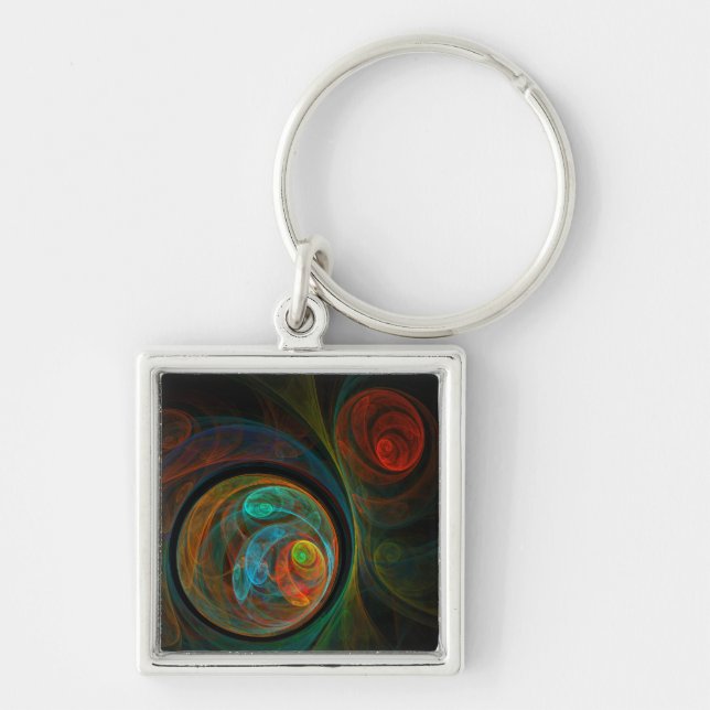 Rebirth Blue Abstract Art Small Keychain (Front)