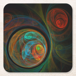 Rebirth Blue Abstract Art Square Paper Coaster