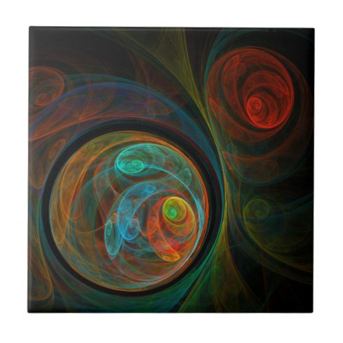 Rebirth Blue Abstract Art Tile