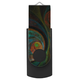 Rebirth Blue Abstract Art USB Flash Drive