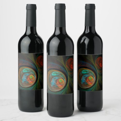 Rebirth Blue Abstract Art Wine Label