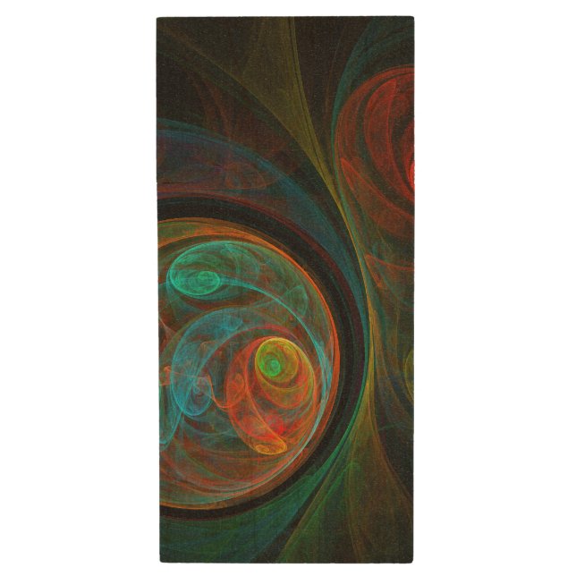 Rebirth Blue Abstract Art Wood Flash Drive (Front Vertical)