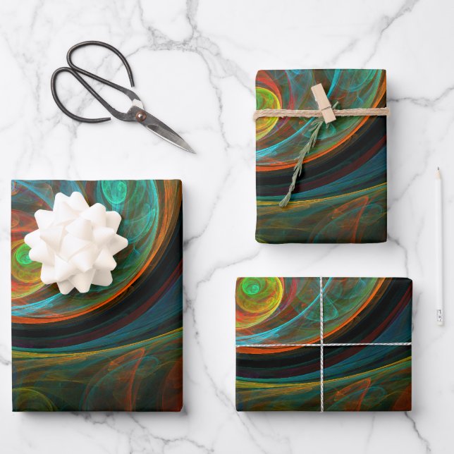 Rebirth Blue Abstract Art Wrapping Paper Sheets (Front)