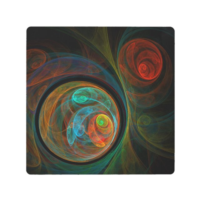 Rebirth Blue Abstract Metal Wall Art (Front)