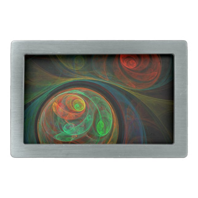 Rebirth Green Abstract Art Belt Buckle (Front)
