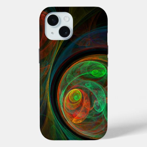 Rebirth Green Abstract Art iPhone 15 Case