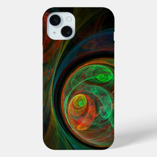Rebirth Green Abstract Art iPhone 15 Plus Case