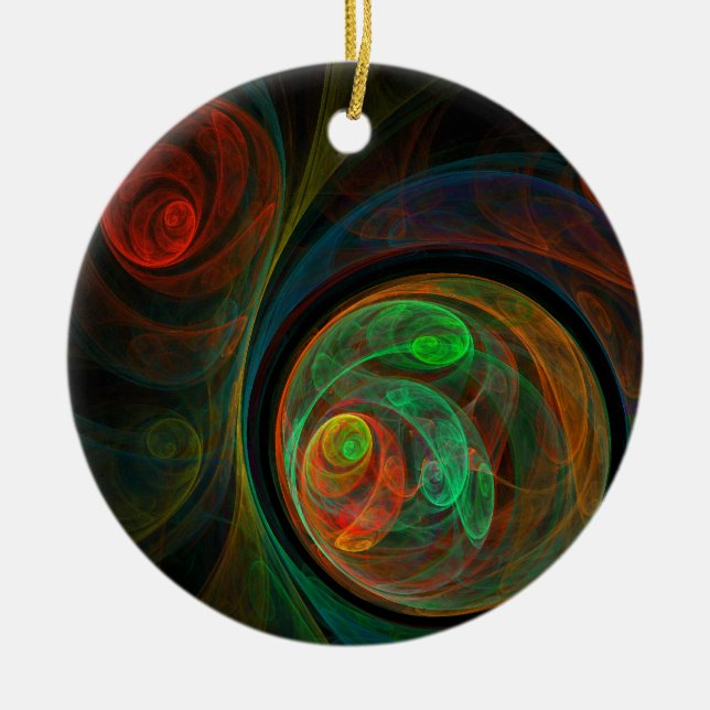 Rebirth Green Abstract Art Circle Ornament (Front)