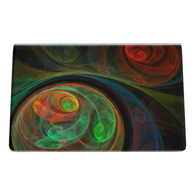 Rebirth Green Abstract Art Desk Business Card Holder (Back)