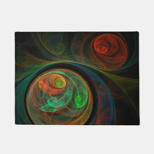 Rebirth Green Abstract Art Doormat (Front)