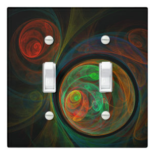 Rebirth Green Abstract Art Double Toggle Light Switch Cover
