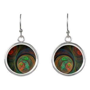 Rebirth Green Abstract Art Earrings