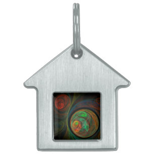 Rebirth Green Abstract Art House Pet Tag