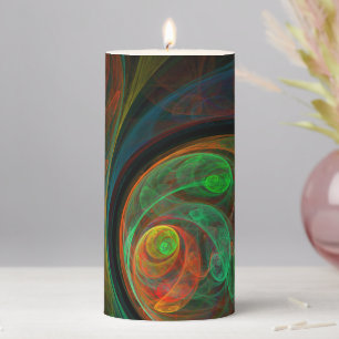 Rebirth Green Abstract Art Pillar Candle