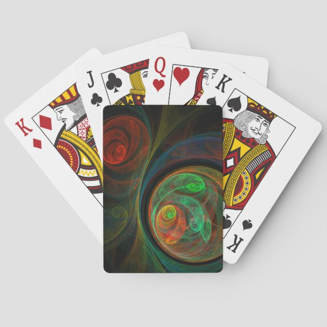 Rebirth Green Abstract Art Poker Cards (Back)