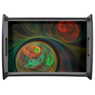 Rebirth Green Abstract Art Serving Tray