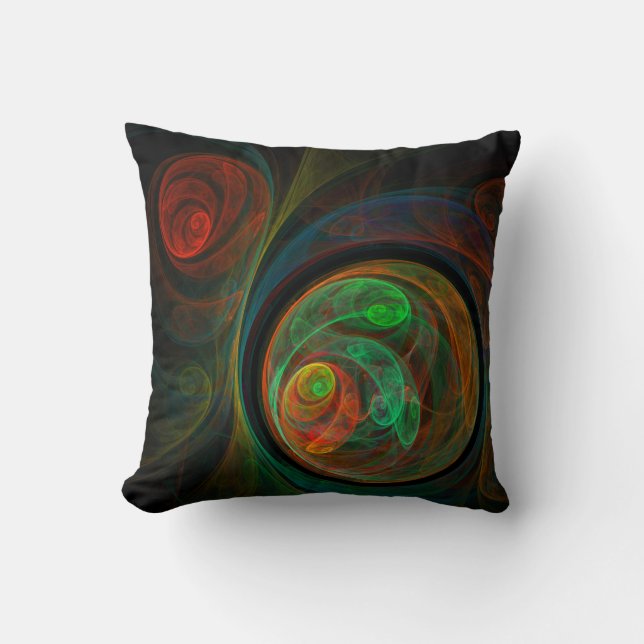Rebirth Green Abstract Art Throw Pillow (Front)