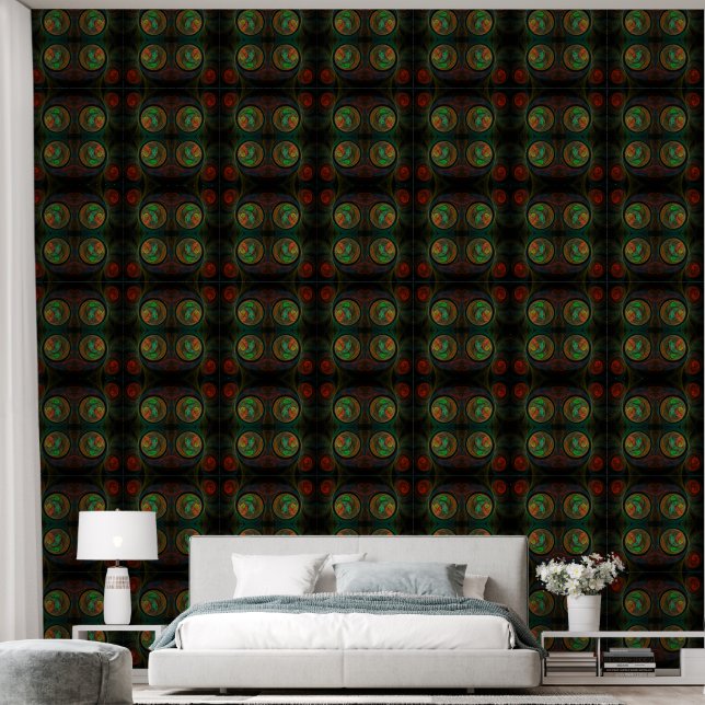 Rebirth Green Abstract Art Wallpaper (Bedroom)