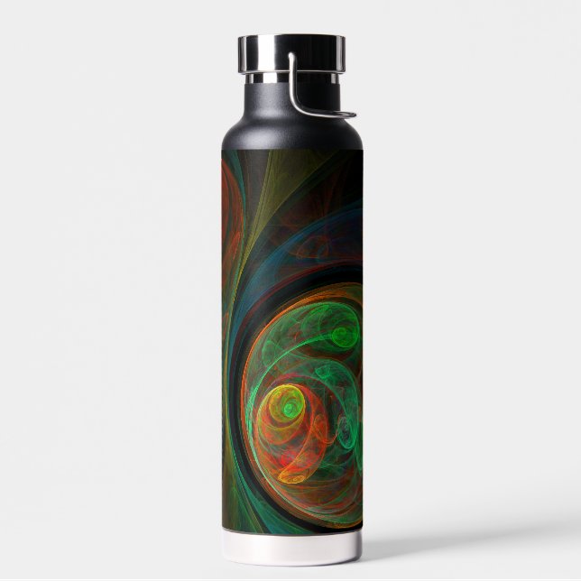 Rebirth Green Abstract Art Water Bottle (Left)