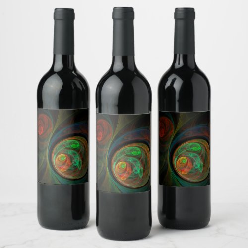 Rebirth Green Abstract Art Wine Label