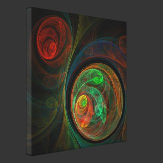 Rebirth Green Abstract Art Wrapped Canvas Print