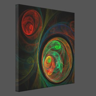 Rebirth Green Abstract Art Wrapped Canvas Print