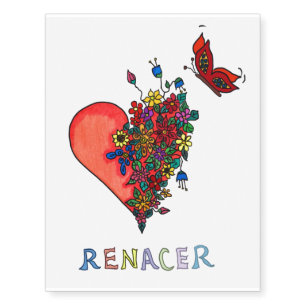 Rebirth Heart Flowers Temporary Tattoos