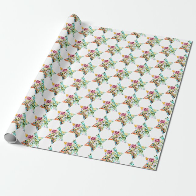 Rebirth Jewish Star Wrapping Paper (Unrolled)