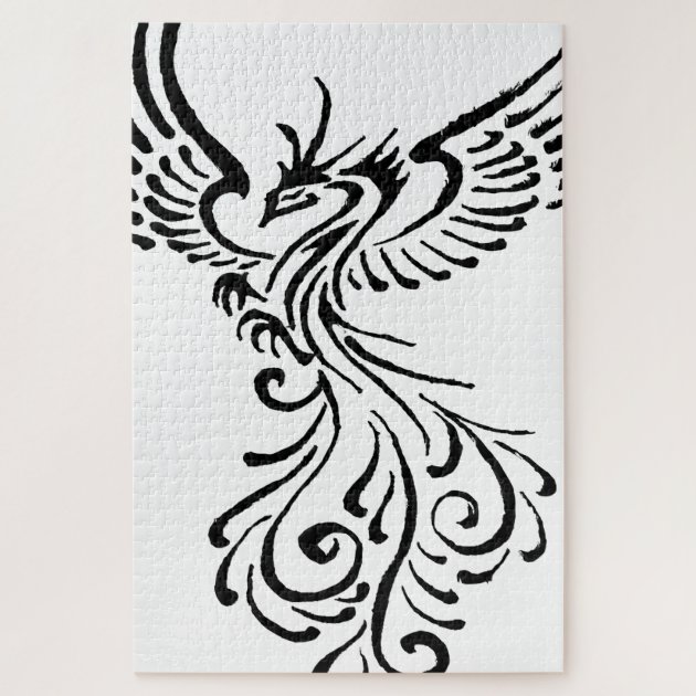 Gorgeous Black-ink Flaming Phoenix Tattoo Design - Black Phoenix  Transparent Background, HD Png Download - vhv