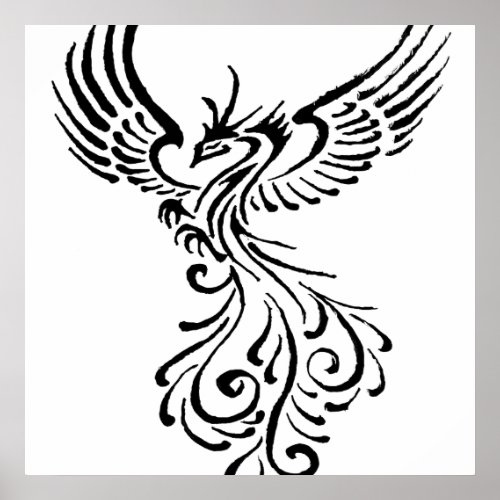 Rebirth Of The Phoenix Tribal Tattoo Design Poster