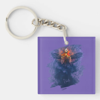 Rebirth. Skeleton with wings rising up Keychain