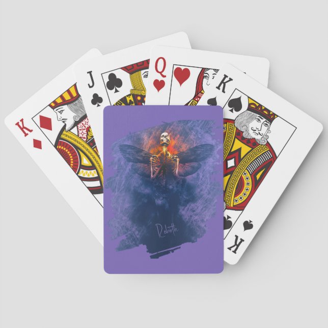 Rebirth. Skeleton with wings rising up Poker Cards (Back)