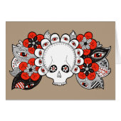 “Rebirth” Skull and Flowers Drawing Blank Card (Front Horizontal)