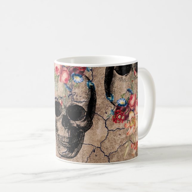 Rebirth - Skulls Blossoming from Dust Coffee Mug (Front Right)