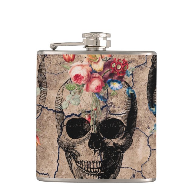 Rebirth - Skulls Blossoming from Dust Flask (Front)