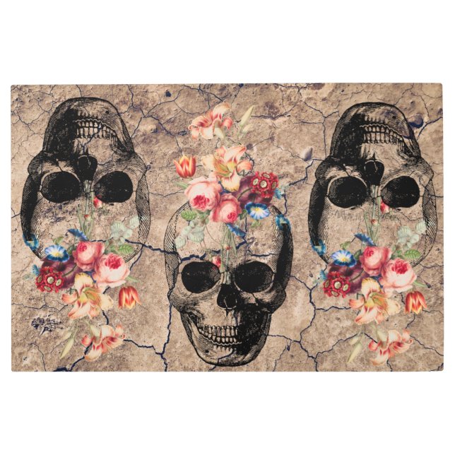 Rebirth - Skulls Blossoming from Dust  Metal Print (Front)