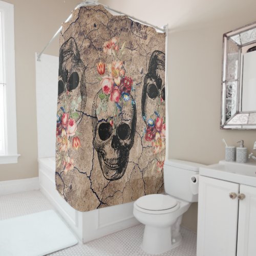 Rebirth _ Skulls Blossoming from Dust Shower Curtain