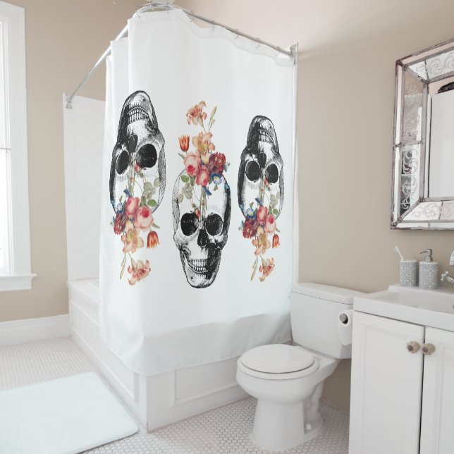 Rebirth - Skulls Blossoming Shower Curtain (In Situ)