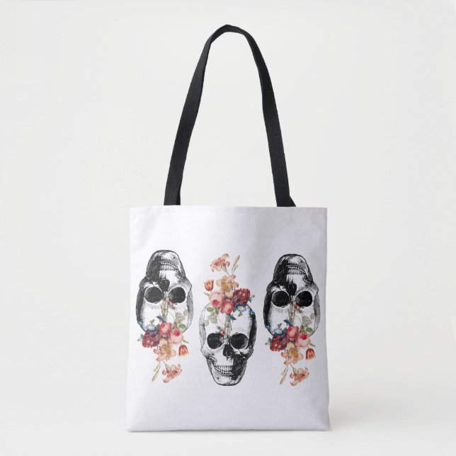 Rebirth - Skulls Blossoming Tote Bag (Front)