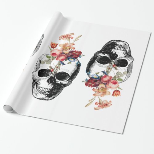 Rebirth _ Skulls Blossoming Wrapping Paper