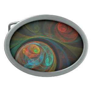 Rebirth Spiral Modern Cosmic Abstract Art Oval Belt Buckle