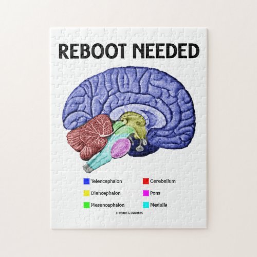 Reboot Needed Anatomical Brain Humor Jigsaw Puzzle