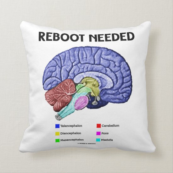 Reboot Needed (Anatomical Brain Humor) Throw Pillow