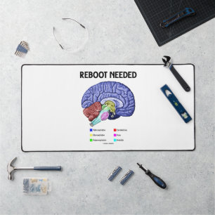 Reboot Needed Brain Anatomy Geek Humor Desk Mat