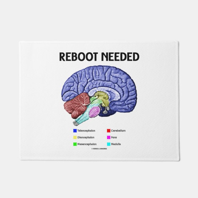 Reboot Needed Brain Anatomy Geek Humor Doormat (Front)