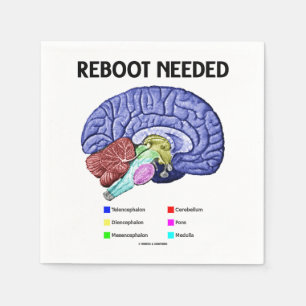 Reboot Needed Brain Anatomy Geek Humor Napkins