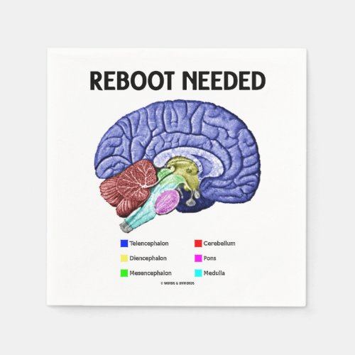 Reboot Needed Brain Anatomy Geek Humor Napkins