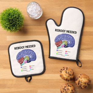 Reboot Needed Brain Anatomy Geek Humor Oven Mitt & Pot Holder Set
