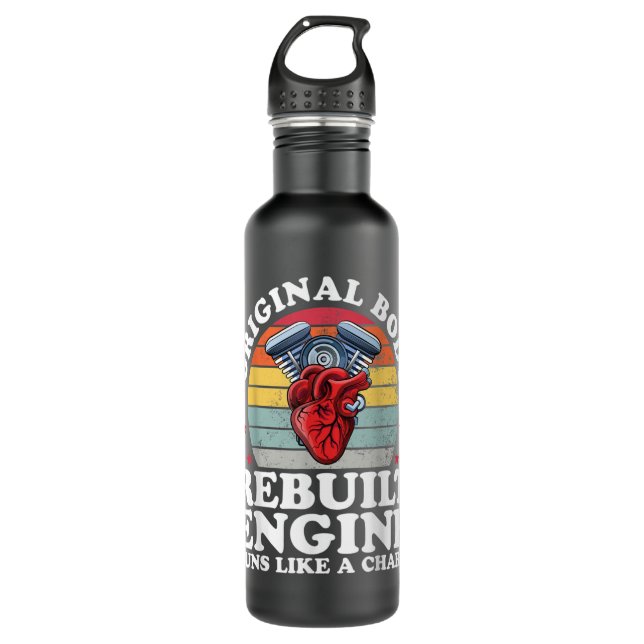 Rebuilt Engine Open Heart Surgery Recovery Survivo Stainless Steel Water Bottle (Front)