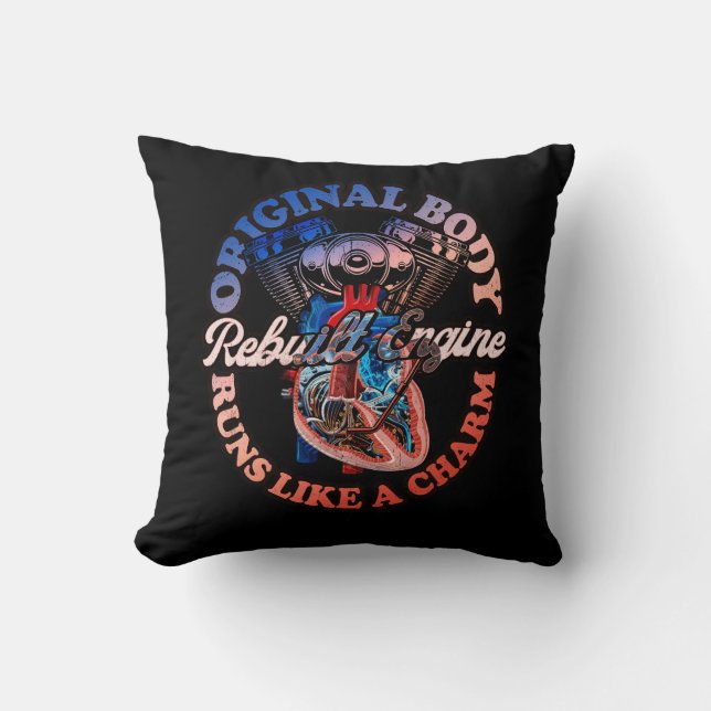 Rebuilt Engine Open Heart Surgery Recovery Survivo Throw Pillow (Front)